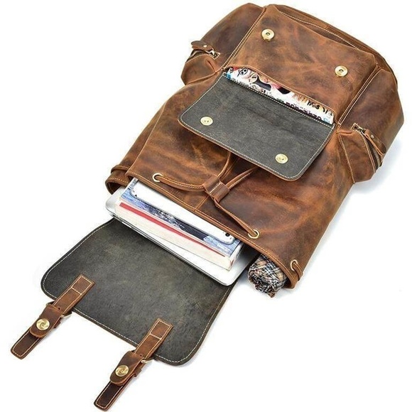 GRUNTLUXURY Brown Buffalo Leather Backpack